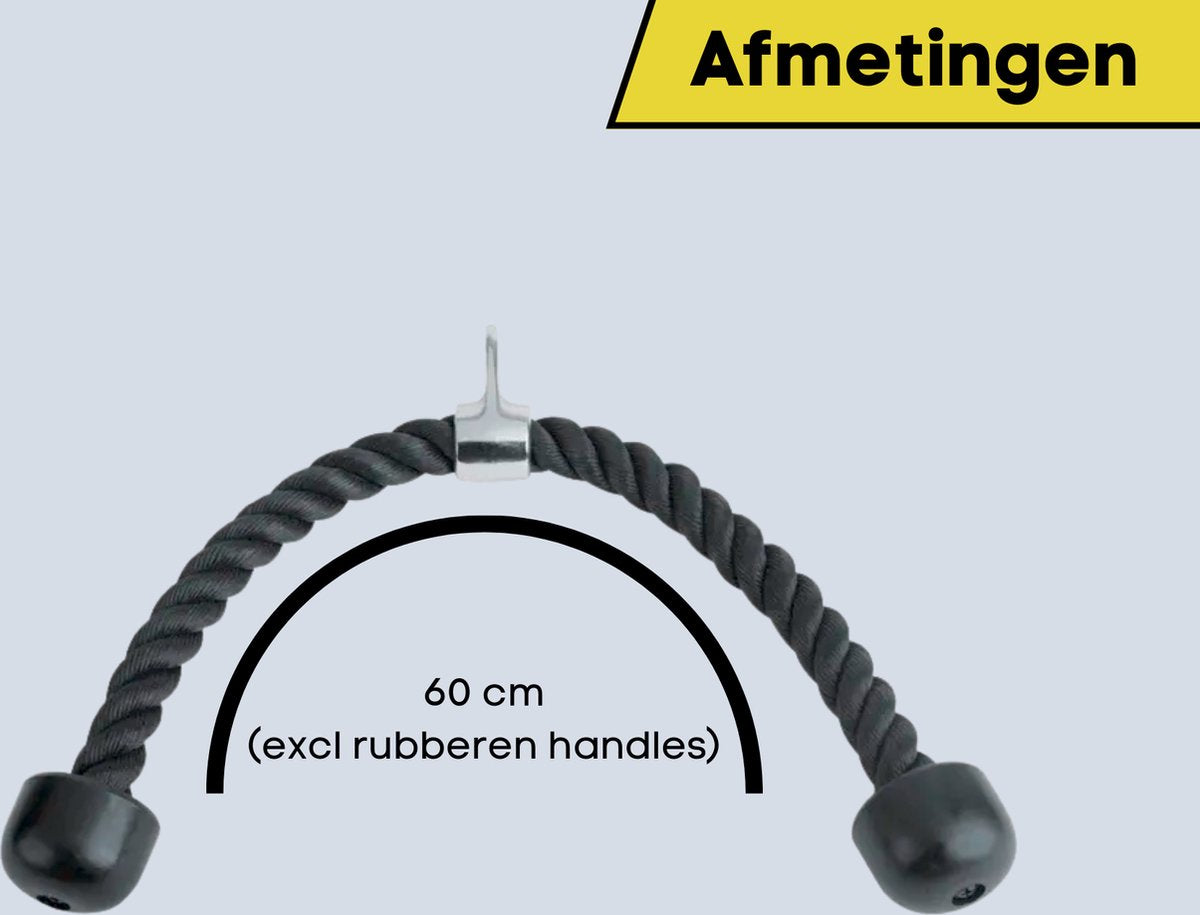 Tricep Rope - Trekkoord voor Krachtstation - Zwart - Nylon 70 CM