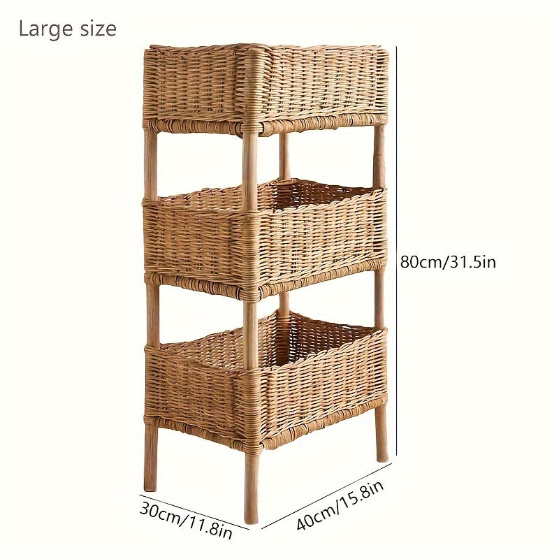 Rustic 3-Tier Wicker Storage Basket - L2RN