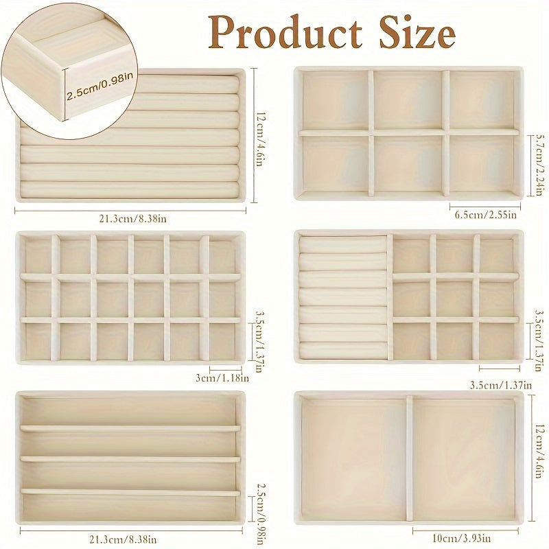Black Five 6pcs/set Beige Stackable Jewelry Storage Rack - DN2K