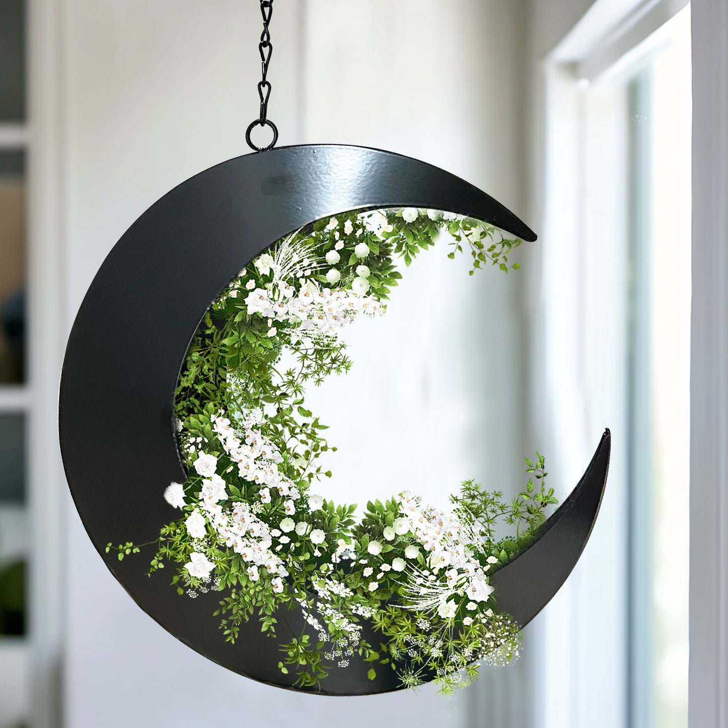 Gothic Rose & Moon Wrought Iron Door Hanging Garland TJR9P2M