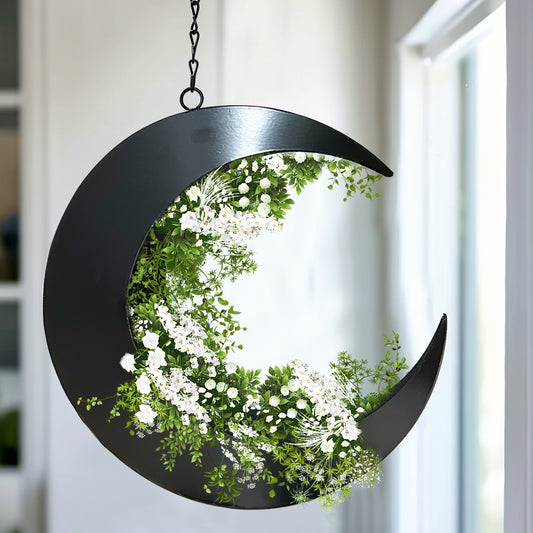 Gothic Rose & Moon Wrought Iron Door Hanging Garland TJR9P2M