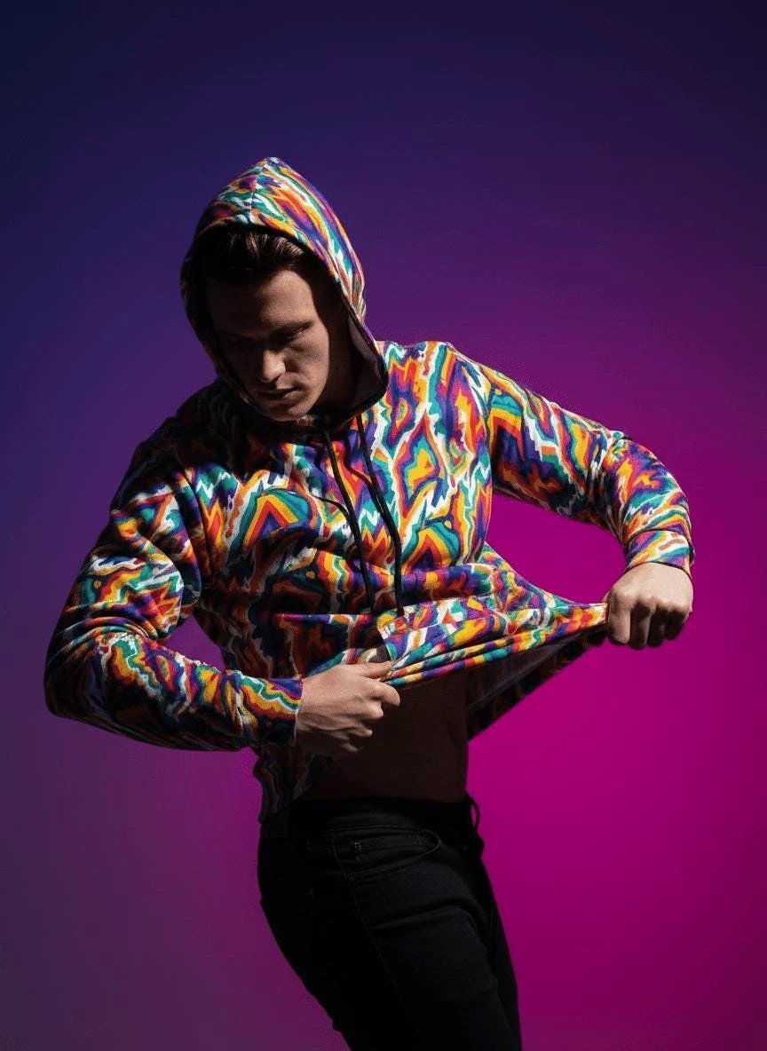 StreetsmArt Collage Athletic Hoodie | Bold AOP Recycled Performance Pullover for Gym & Street