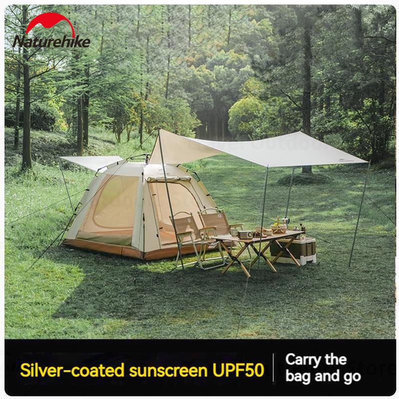 Naturehike ANGO 3 Picnic Quick Opening Tent 3-4 Persons Automatic Easy to Set Up Large Space Luxury Sunshade Family Camping Highly Durable Rainproof Canopy Tent
