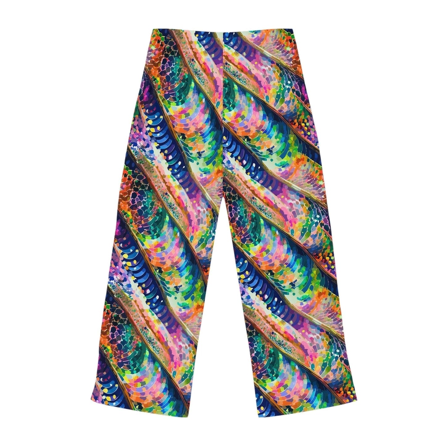 Kaleidoscope Rainbow AOP Lounge Pants for Maximalist Festival Mornings — Luxury Vibrant Pajamas, Colorful Sleepwear Bottoms, Gift for Her