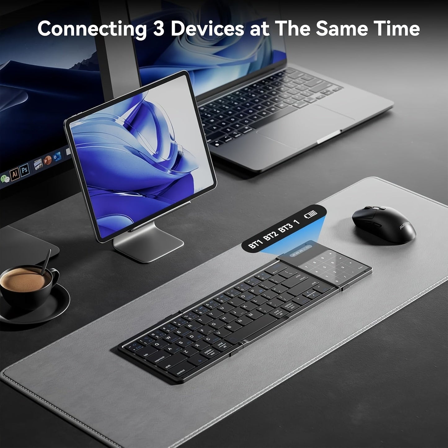 Foldable Wireless Keyboard with Touchpad & Number Pad – TJR1G8L