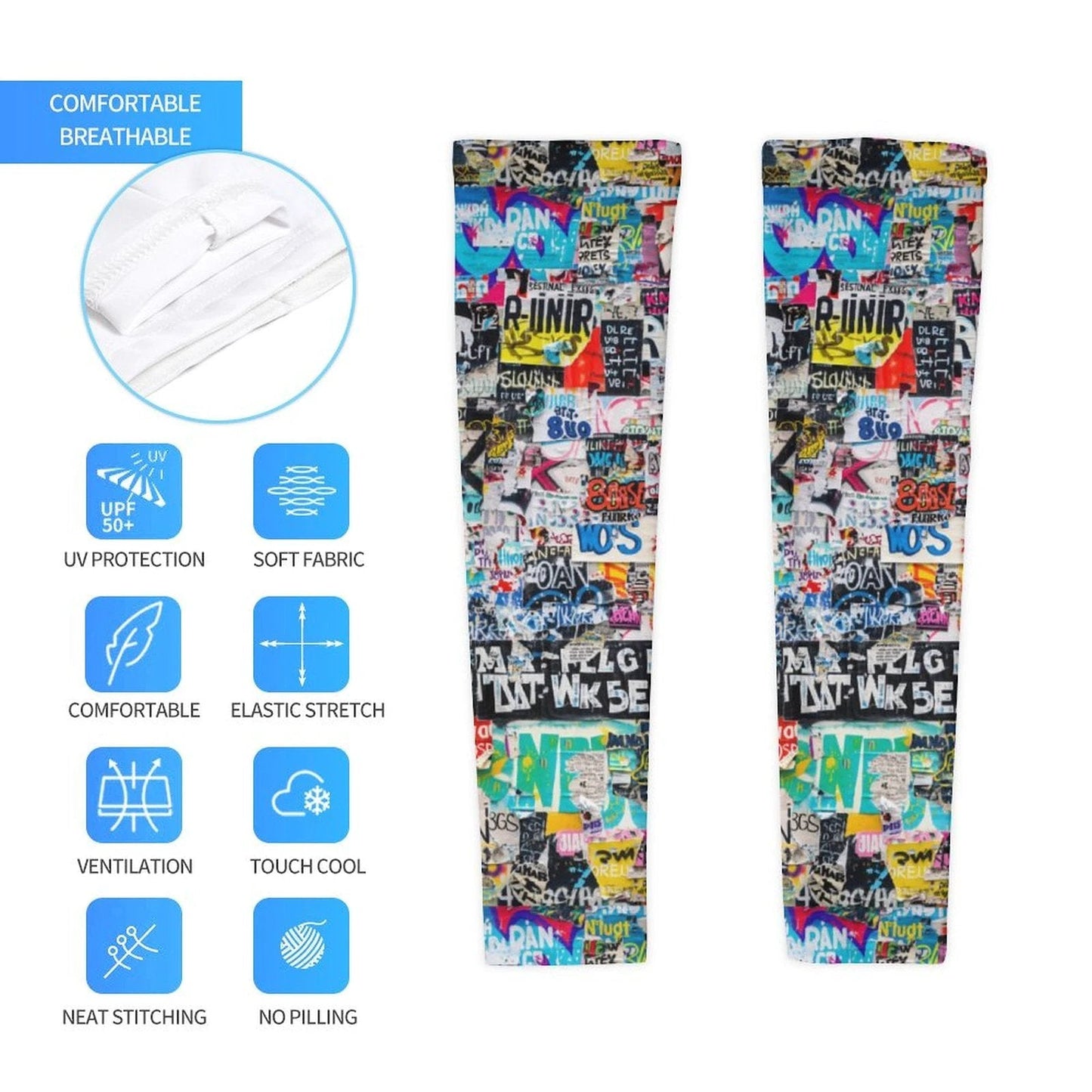 Cooling UV-Proof AOP Arm Sleeves for Active Maximalists — Lycra Sun Protection Pair, Moisture-Wicking Quick-Dry