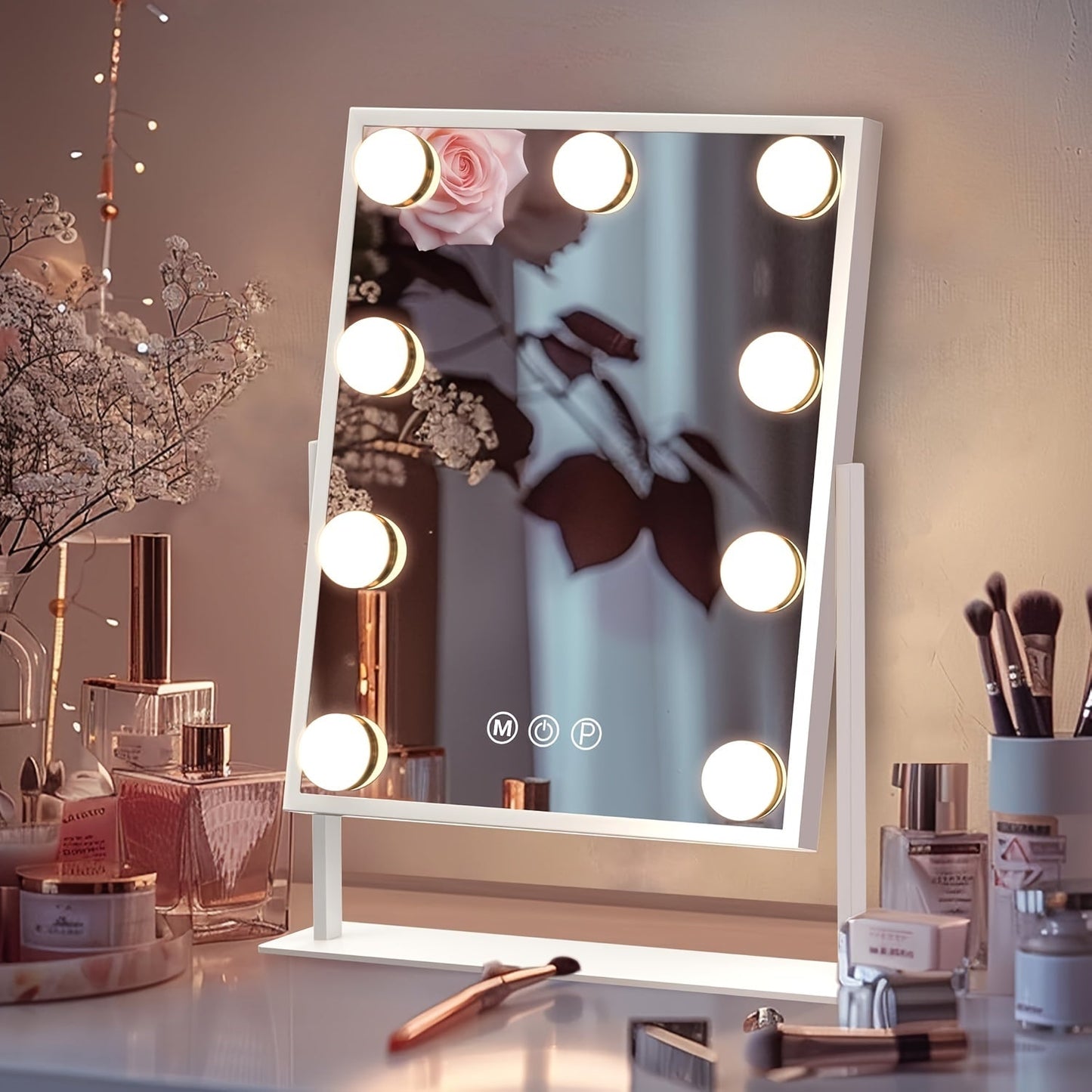 Hollywood Makeup Mirror with 3 Color Modes and 9 Adjustable LED Bulbs - XI2K