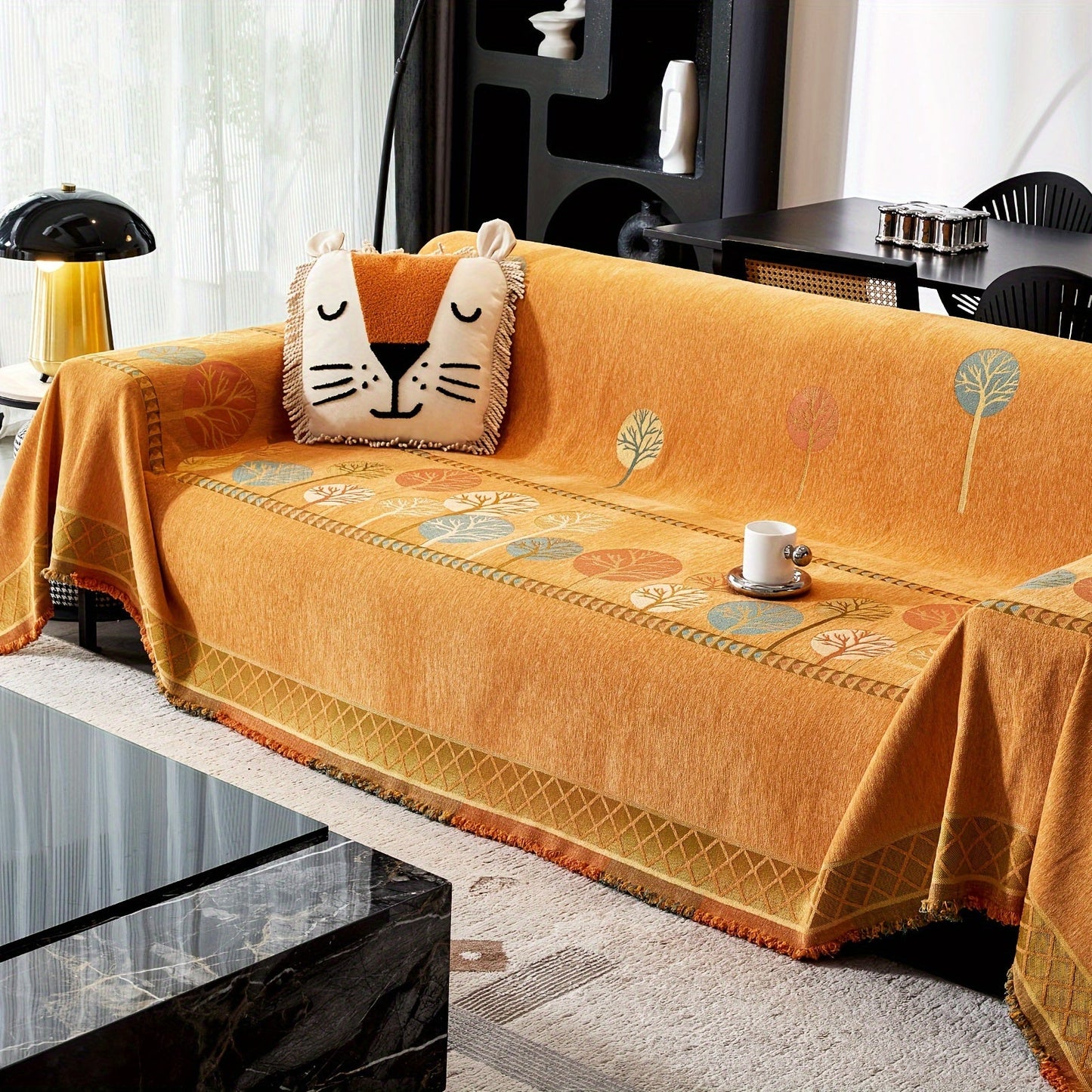 Bohemian Leaf Chenille Sofa Cover-6JTD