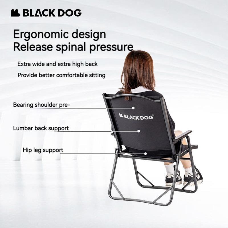 BLACKDOG Folding Kermit Chair Portable Lightweight Armchair Backrest Seat Load Bearing Up to 120kg 600D Oxford Cloth