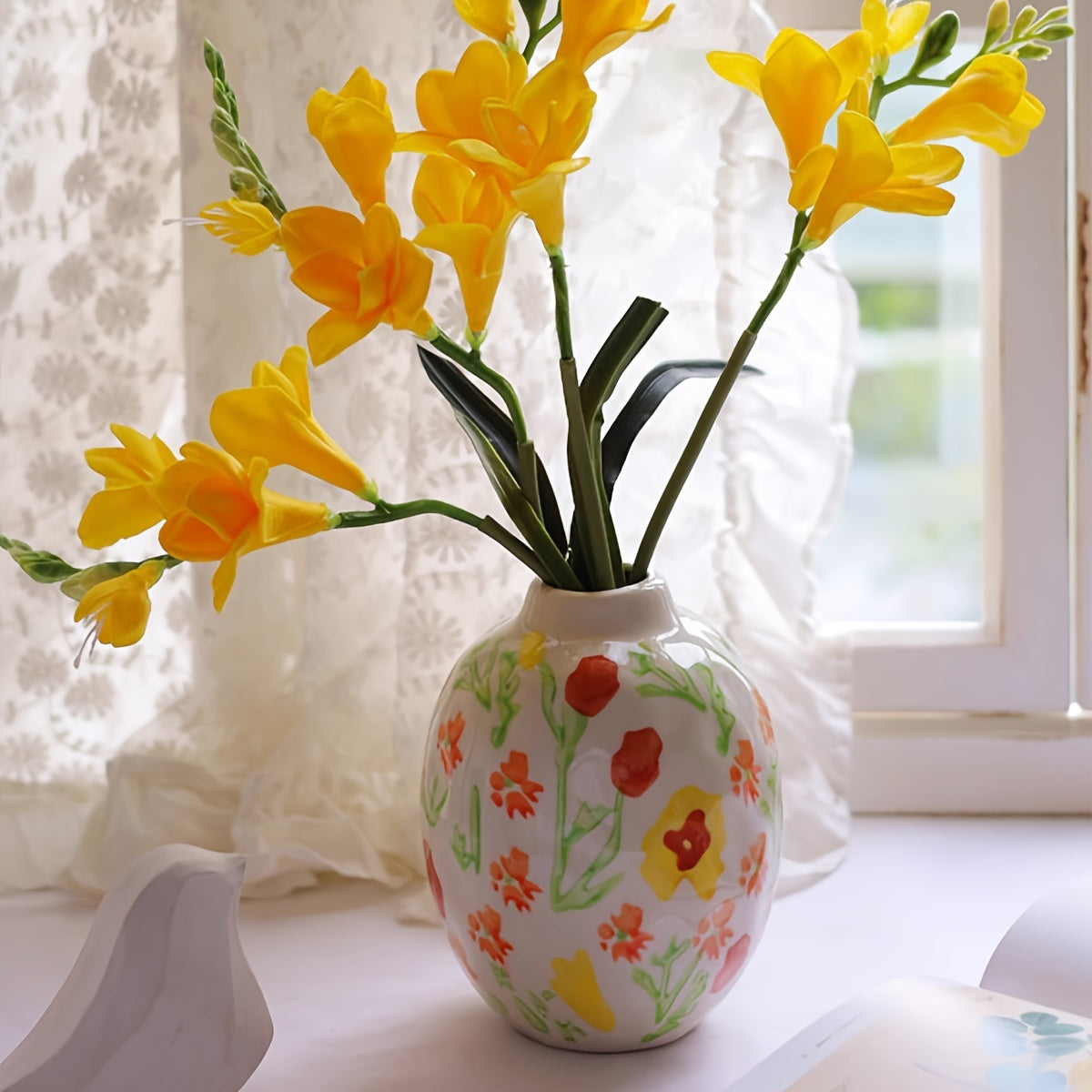 Vintage Floral Ceramic Vase - D2EC