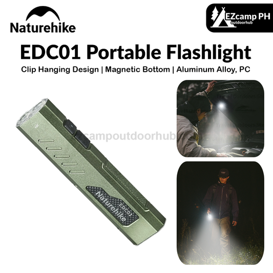 Naturehike EDC01 Portable Flashlight Ultralight Rechargeable LED Light Clip Hanging Design Magnetic Bottom Outdoor Strong Light Bright Long-range