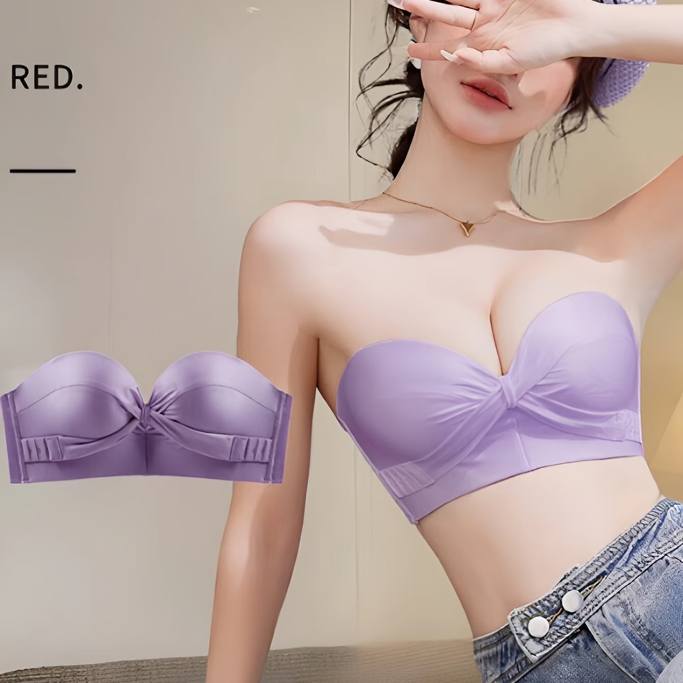 Seamless Strapless Bandeau Bra, Push-Up, Non-Slip TJR3P9X