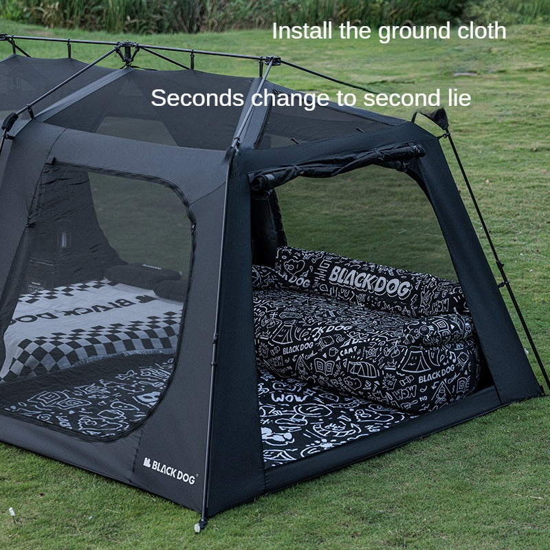 BLACKDOG STAR CHASE Cinema Automatic Cabin Tent Black Fast Build Tent Large 13m² Space for 5-8 Persons Family 2 Bedroom 4 Hall With Projection Screen