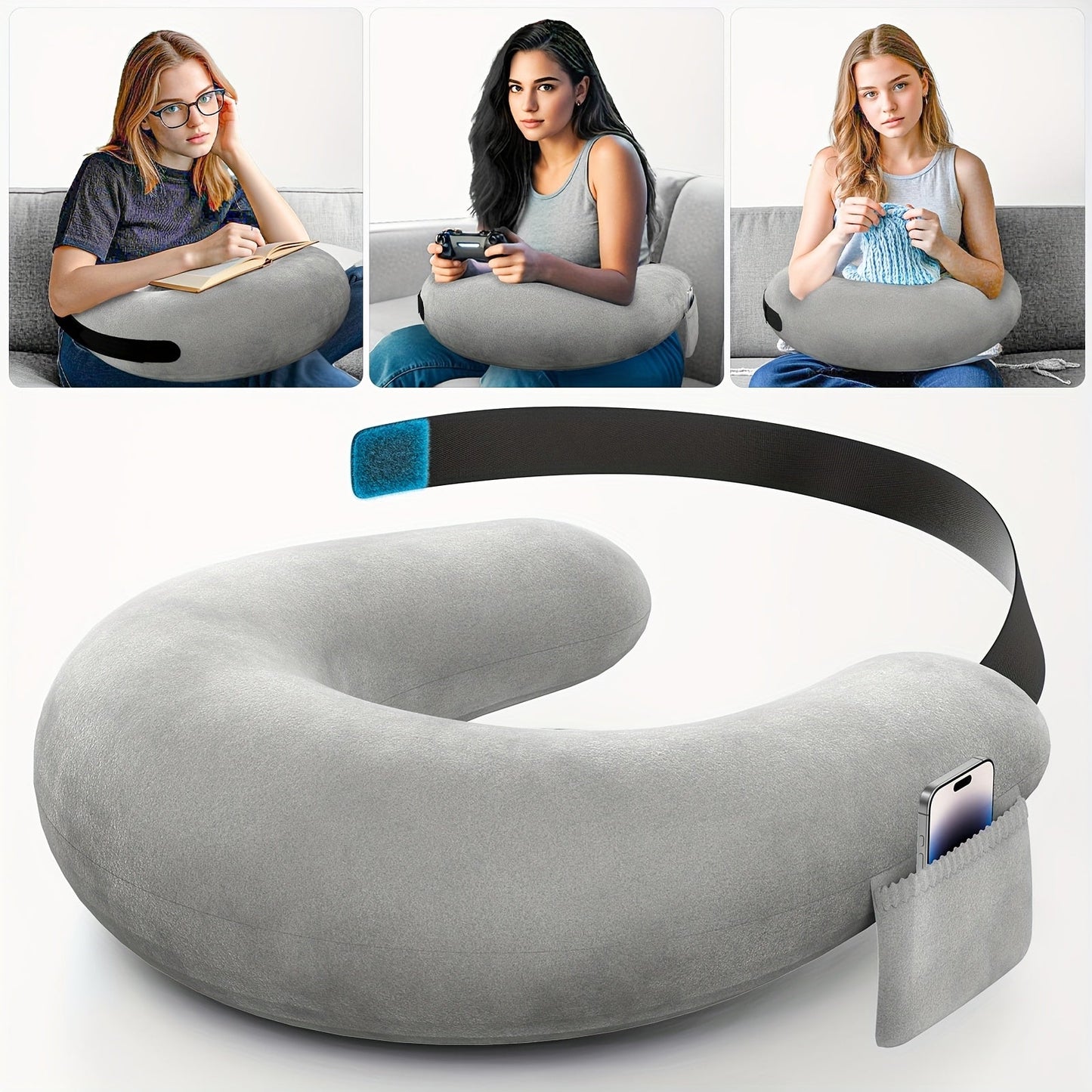Ergonomic Lap Pillow with Arm Rest for BedSofaFloor-1B0T