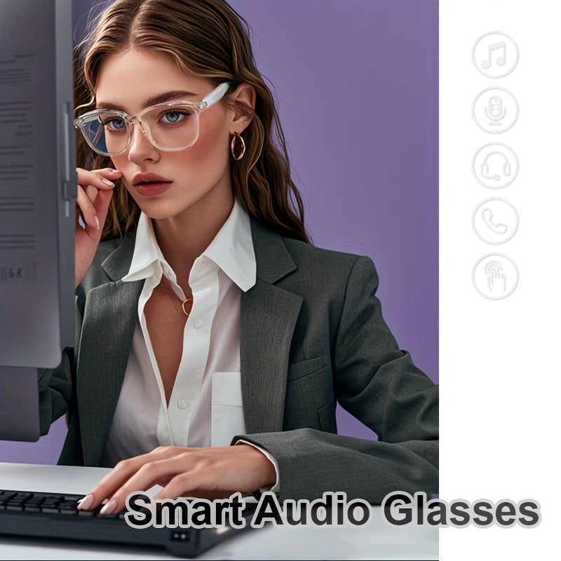 Smart Audio Glasses, Touch Control, Built-In Mic for Calls TJR4K2B