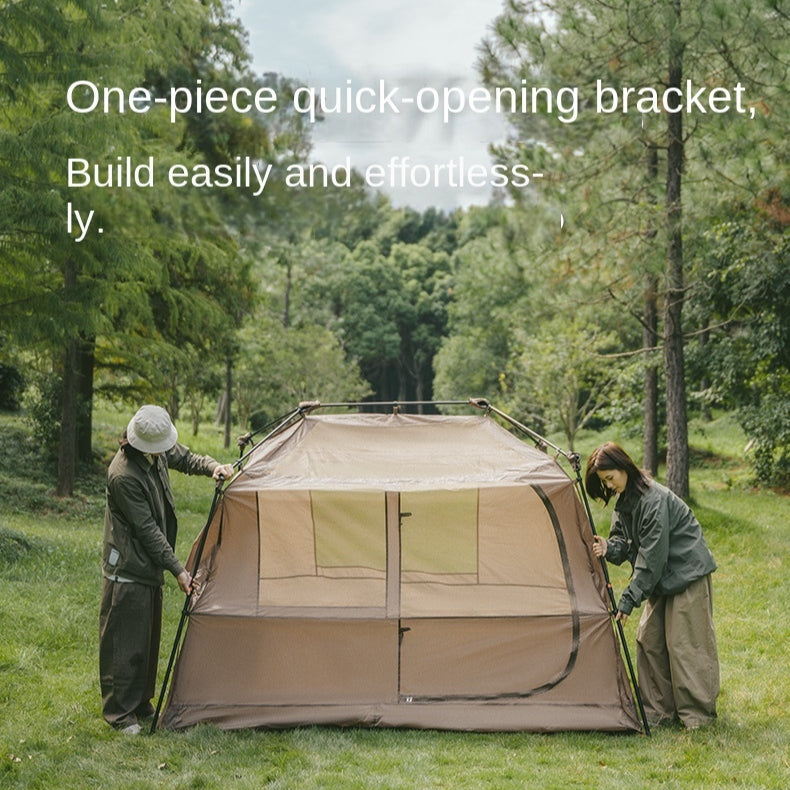 Naturehike VILLAGE 5.0 Gen 3 Fast Build Automatic Tent 1 Bedroom 1 Living Room Extended Canopy Double Layer Tent 4 Person Ti Black Coated Sunscreen