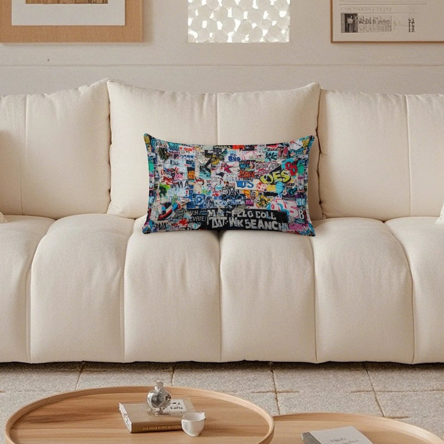 Graffiti Collage Long Pillowcase — Ultra-Soft Street Art AOP Body Pillow Cover, Dopamine Decor