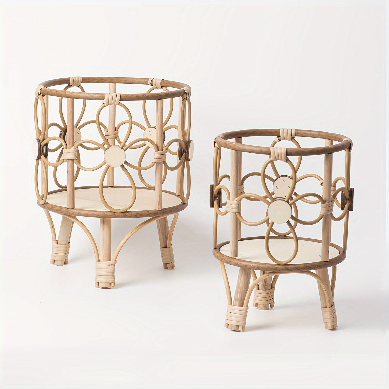 Modern Handcrafted Woven Rattan Planter Stand - CI2K
