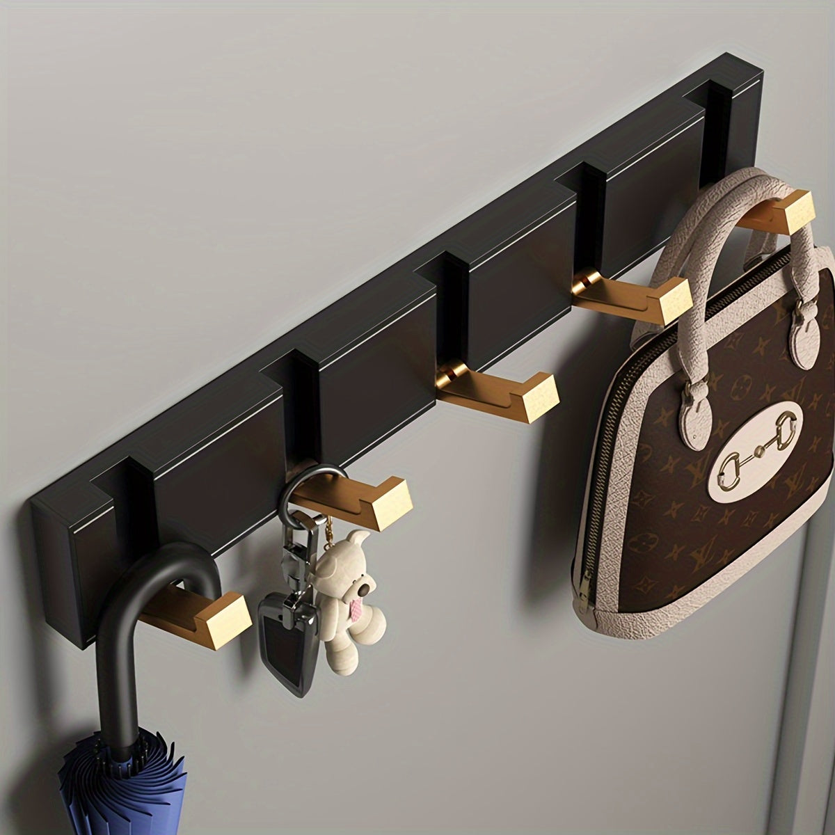 MRSINE HeavyDuty Foldable Wall Hook  Black  Gold-WCDN