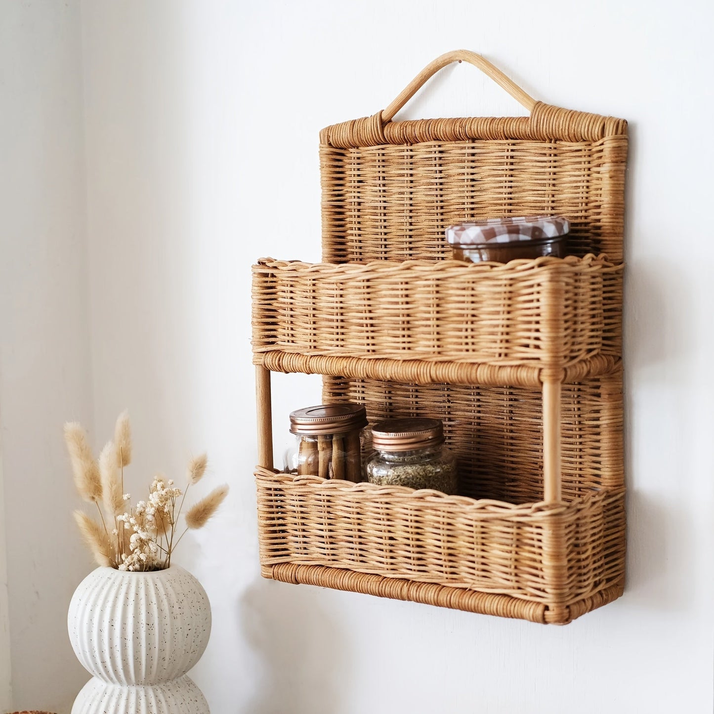 Vintage Nordic Style Rattan Wall-Mounted Basket - R3KL