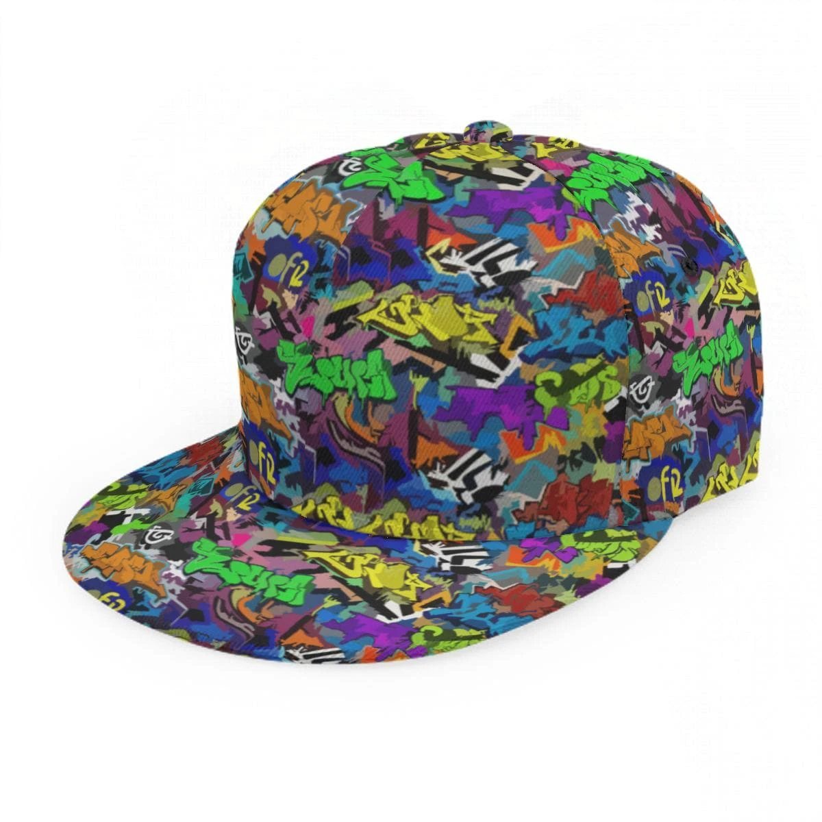 AOP Flat Brim Snapback Cap | All-Over Print 6-Panel Streetwear Hat for Festival & Alt-Fashion Fits