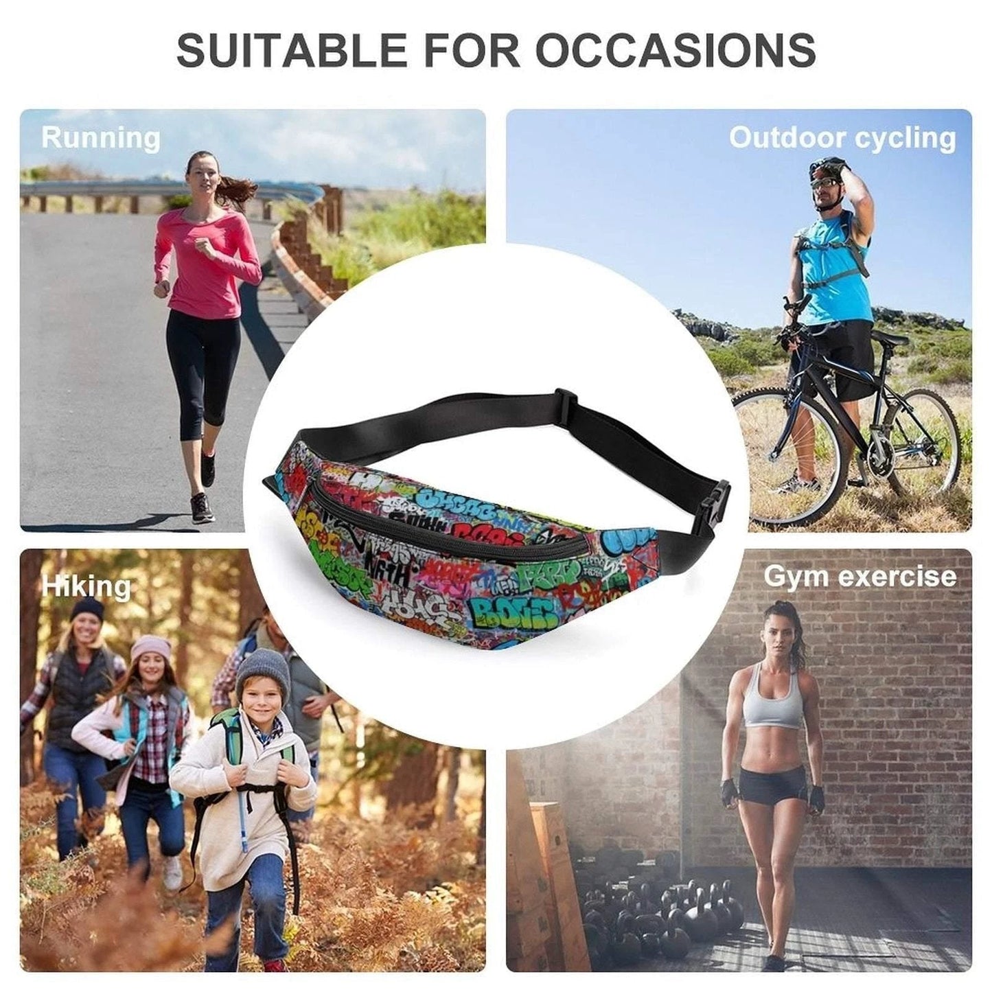 Graffiti Art Crossbody Fanny Pack | Maximalist Waterproof Sling Bag for Festivals, Raves & Travel