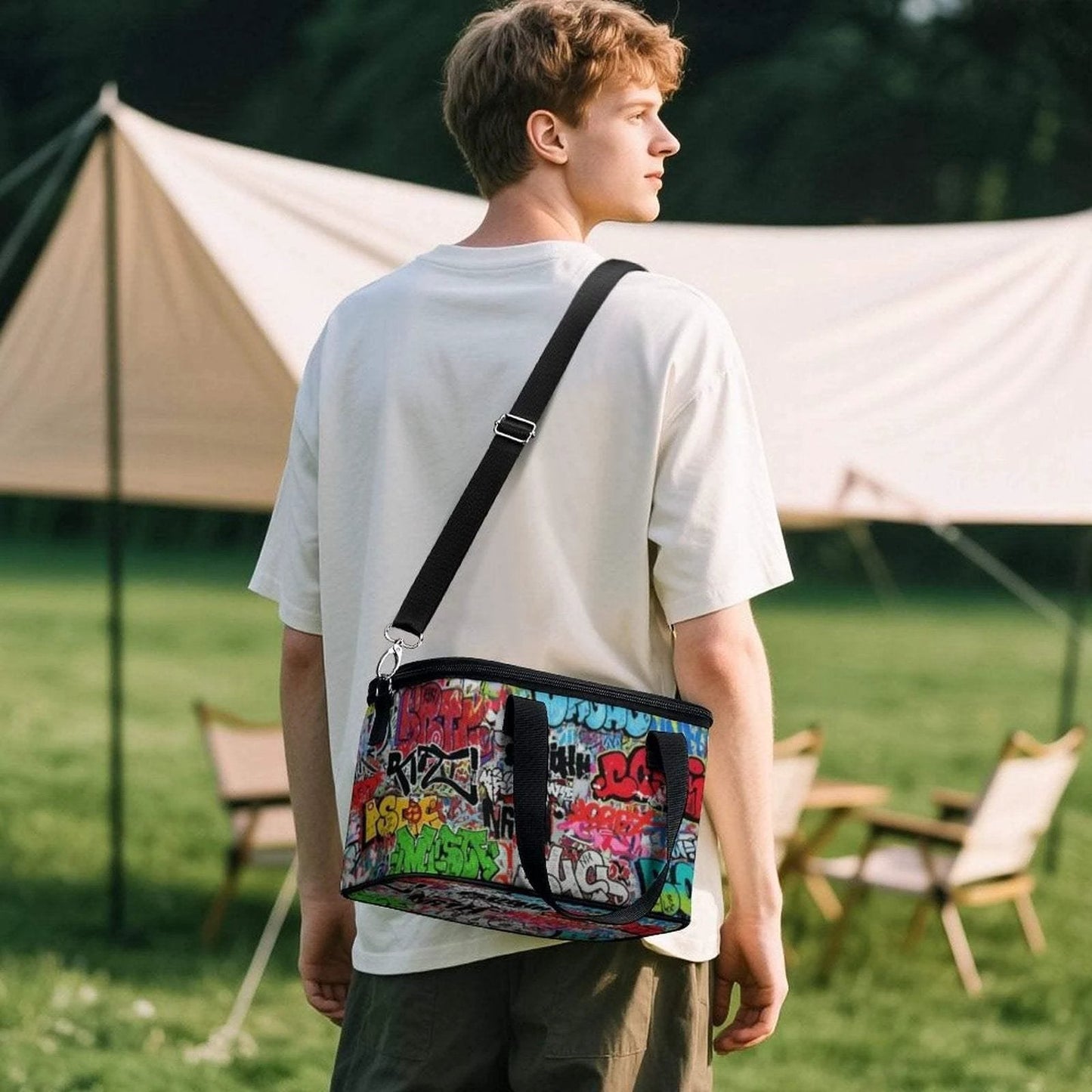 Graffiti Art Portable Cooler Bag | Insulated Maximalist Festival Tote for Beach, Rave & Bold Days Out