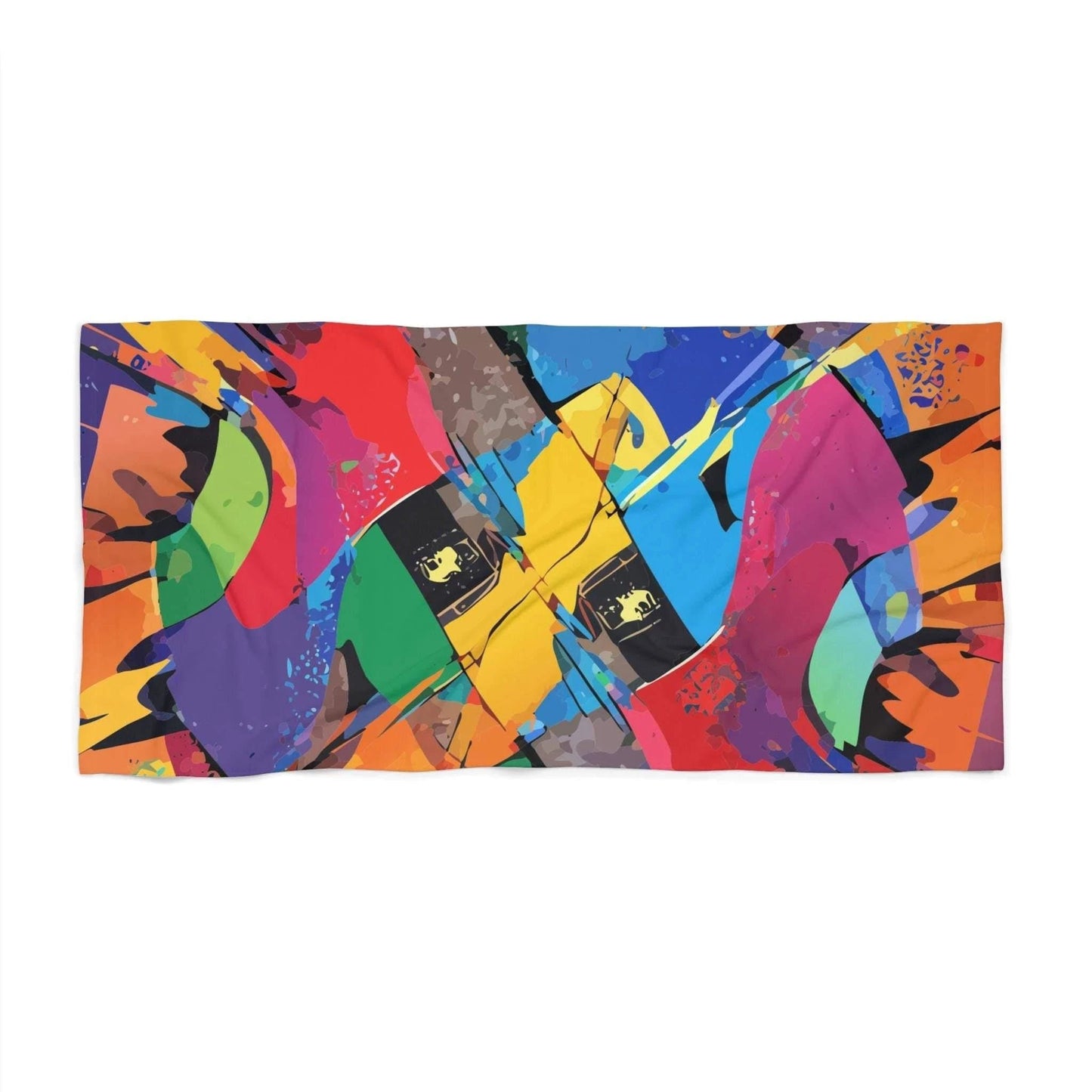 Maximalist Beach Towel for Art-Forward Summer Dressers — Abstract Paint Splash AOP Microfiber, Festival Pool Gear, Bold Summer Accessory