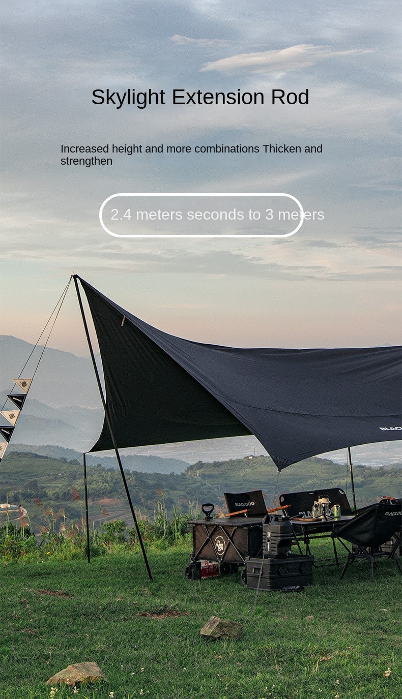 BLACKDOG Canopy 4-Section Tarp Pole Rod 2.4m Length 22mm 25mm Diameter Steel Iron Heavy Duty Outdoor Camping Portable Awning Tarp Tent Pole