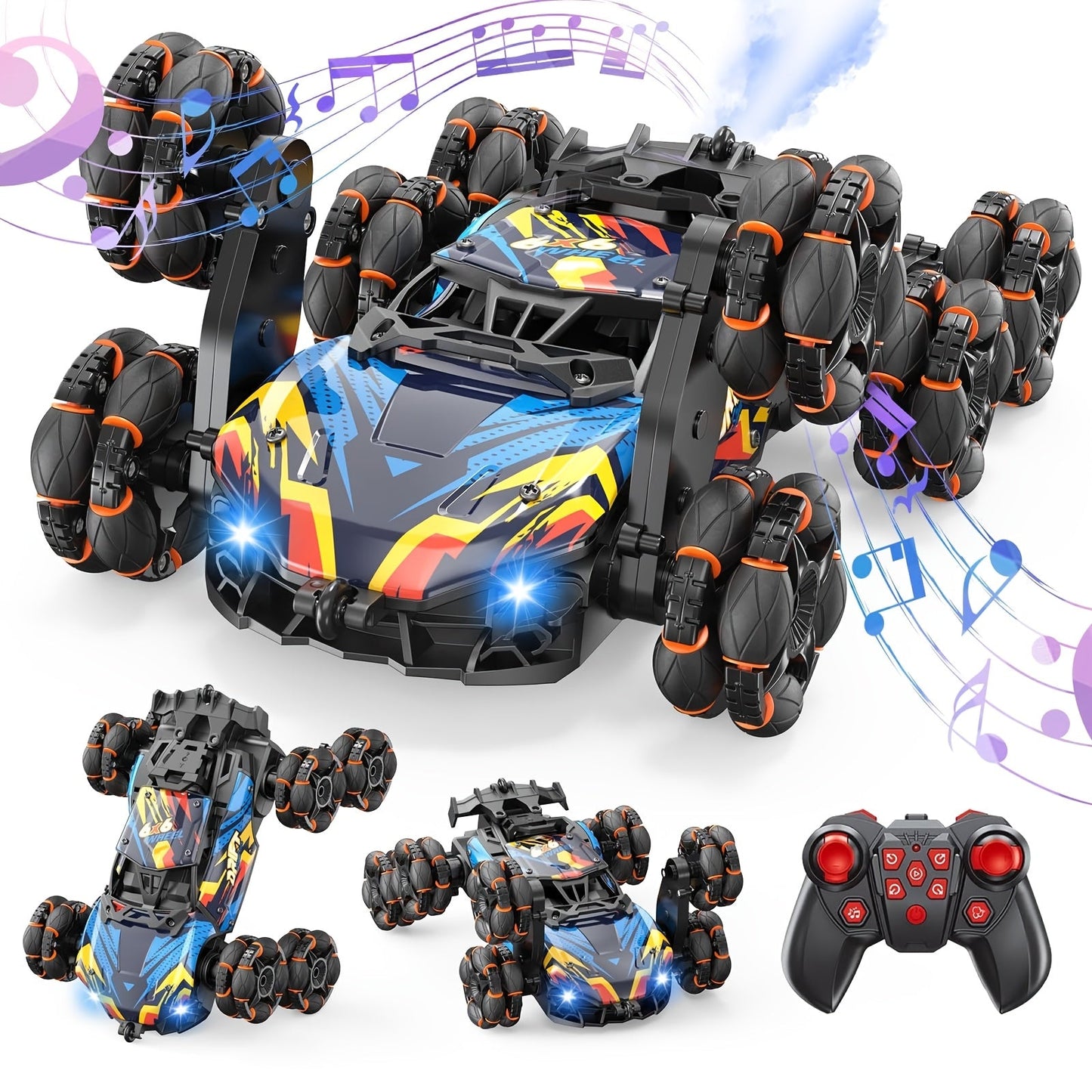 MESIONDY 2.4GHz RC Stunt Car with Music & Lights TJR7F3D