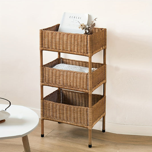 Rustic 3-Tier Wicker Storage Basket - L2RN