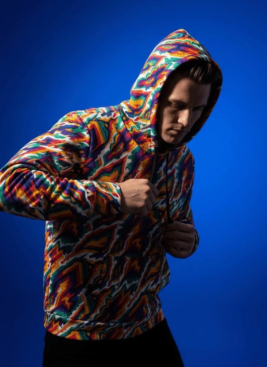 StreetsmArt Collage Athletic Hoodie | Bold AOP Recycled Performance Pullover for Gym & Street