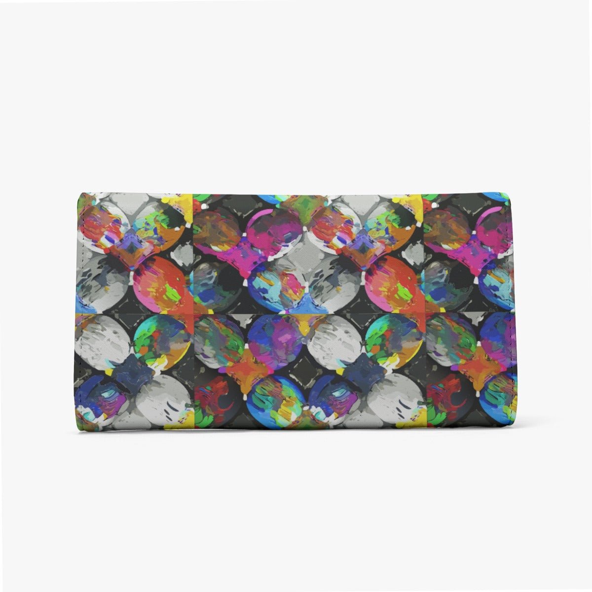Gem Pebble Mosaic Foldable Wallet — Painted Stone Cluster AOP Multi-Card Carry, Pocket-Size Wearable Art