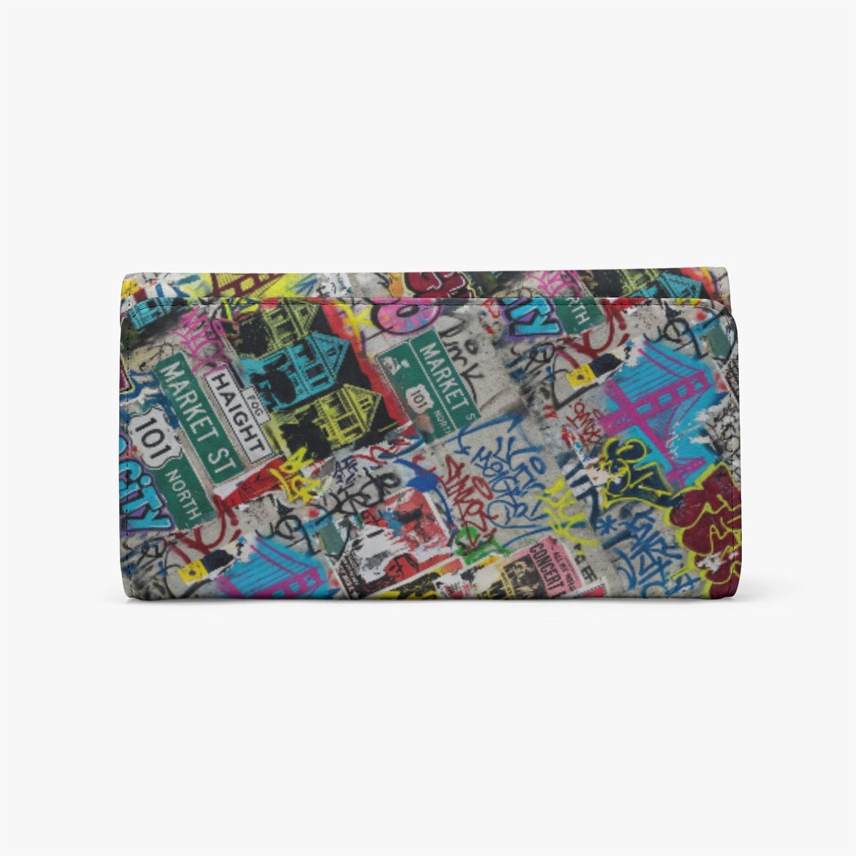Sticker Bomb Graffiti Foldable Wallet — Street Art Collage Multi-Card Carry for Urban Collectors