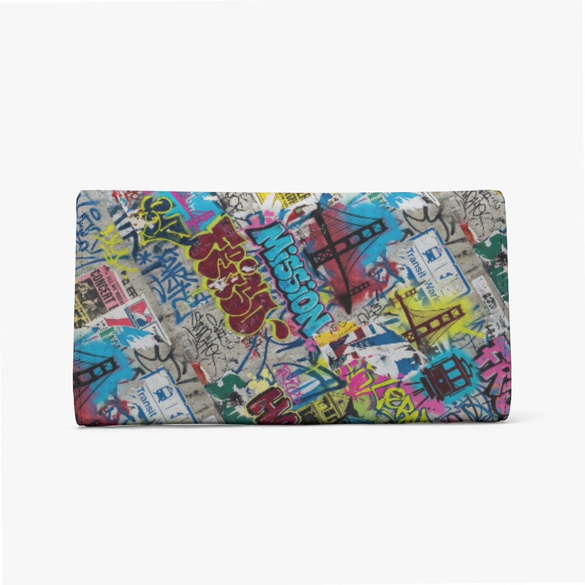 Sticker Bomb Graffiti Foldable Wallet — Street Art Collage Multi-Card Carry for Urban Collectors