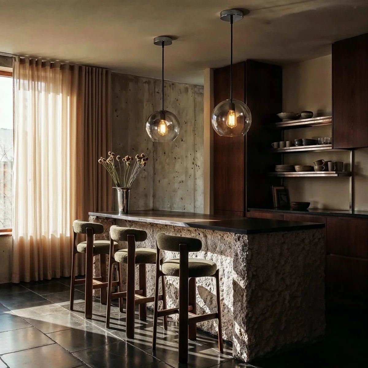 Modern Glass Pendant Light With Spherical Diffuser