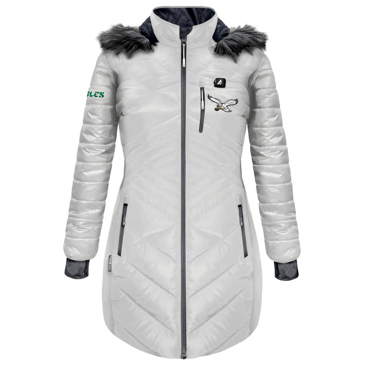 ActionHeat Philadelphia Eagles 5V Women's Long Puffer Battery Heated Jacket