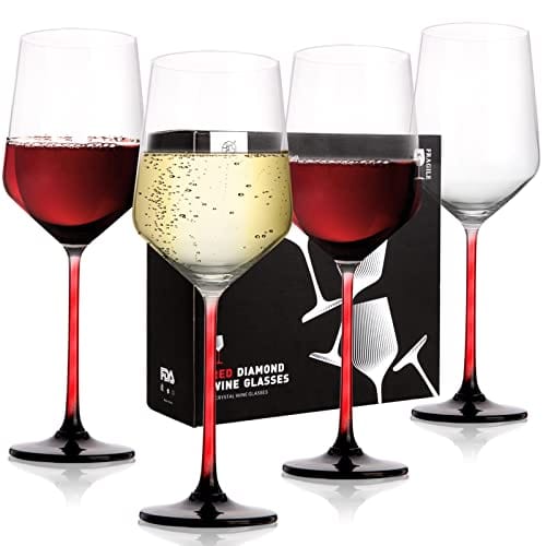 GIFORYA Wine Glasses Set of 4,13 OZ Crystal Clear Wine Glasses, Long Stem Red & White Wine Glasses for Daily Use or Birthday Gift, Lead-Free Premium Drinking Glassware