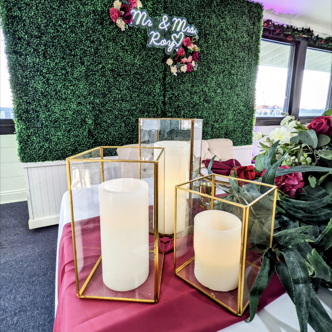 Gold Frame Square Glass Lanterns- 3 sizes