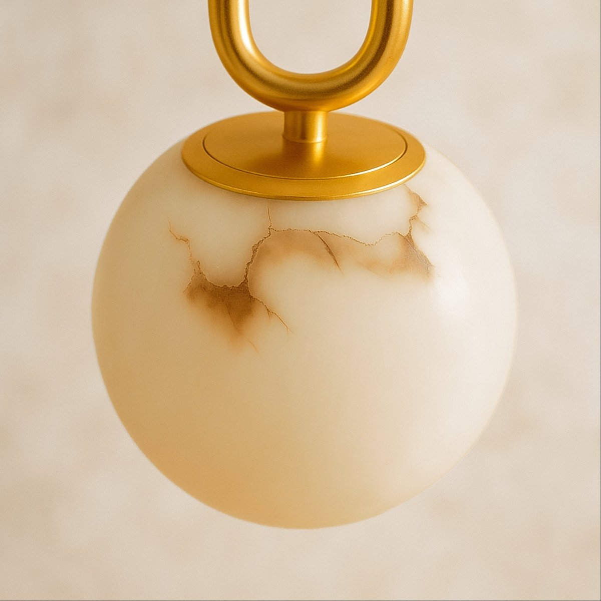 Natural Marble Gong Pendant Light With Warm Light Glow