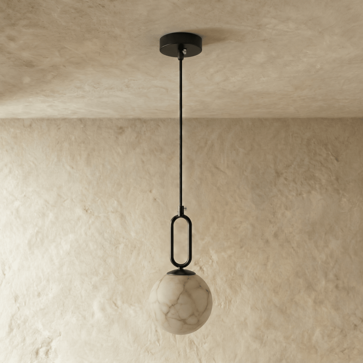 Natural Marble Gong Pendant Light With Warm Light Glow
