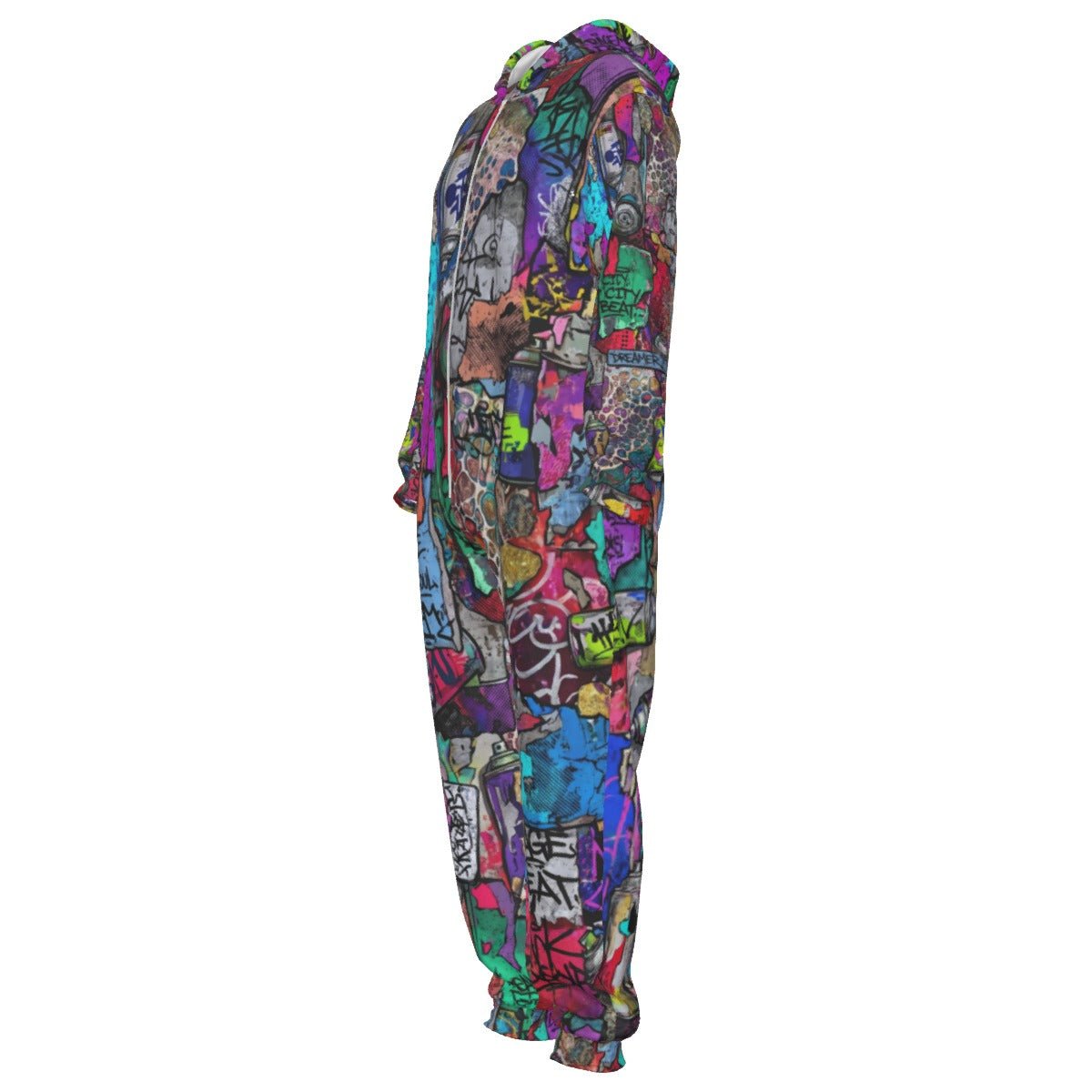 Graffiti AOP Heavyweight Jumpsuit for Everything Mashup Maximalists — 310gsm Bold Street Art All-Over Print, Skull Festival Streetwear