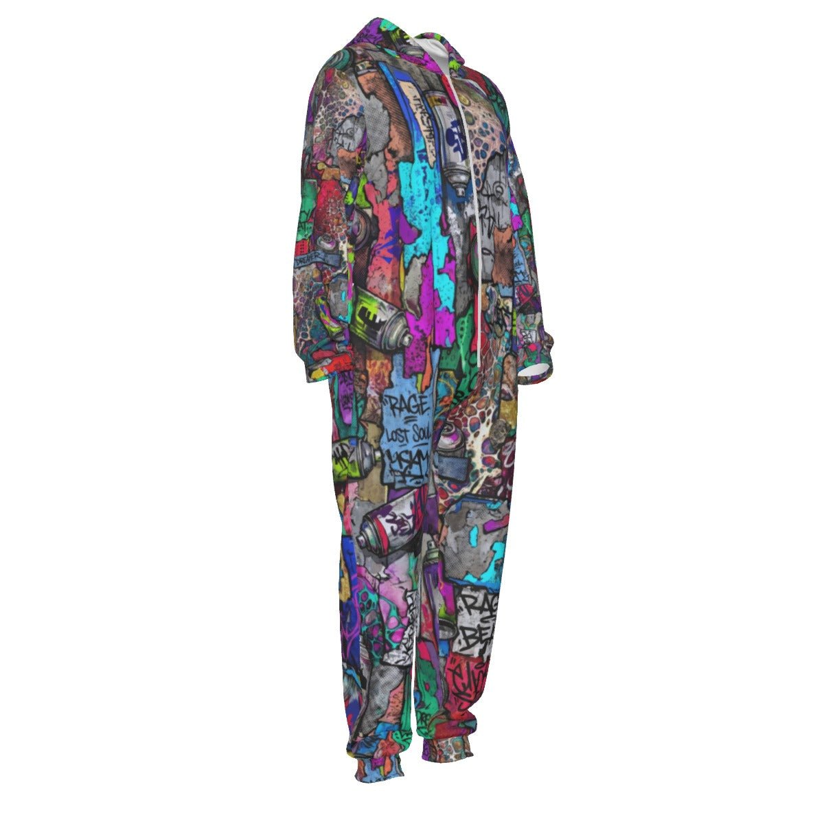 Graffiti AOP Heavyweight Jumpsuit for Everything Mashup Maximalists — 310gsm Bold Street Art All-Over Print, Skull Festival Streetwear