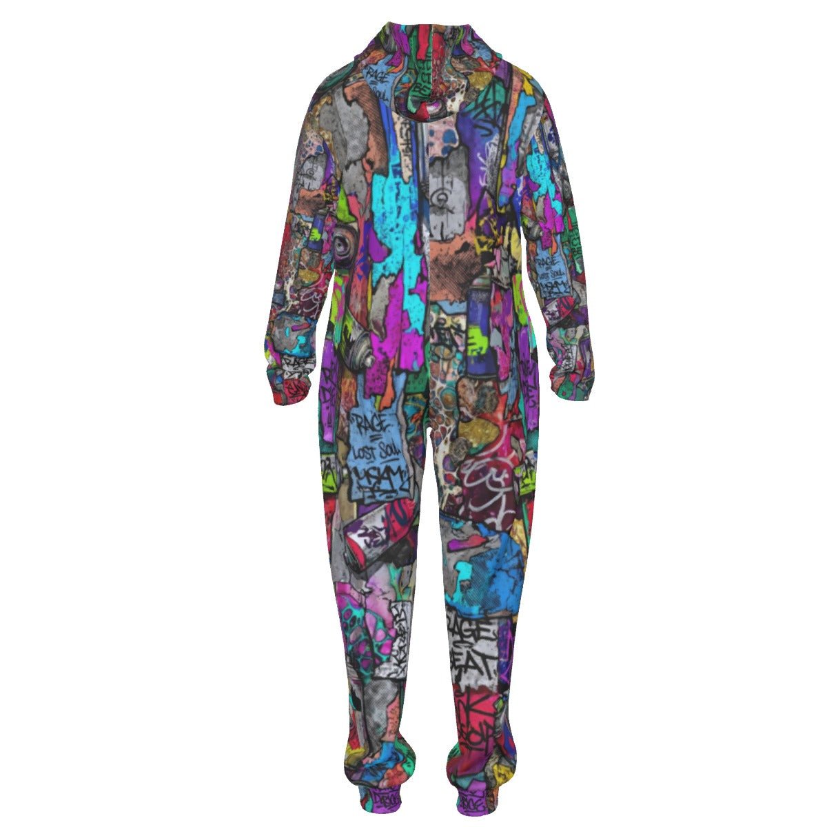 Graffiti AOP Heavyweight Jumpsuit for Everything Mashup Maximalists — 310gsm Bold Street Art All-Over Print, Skull Festival Streetwear