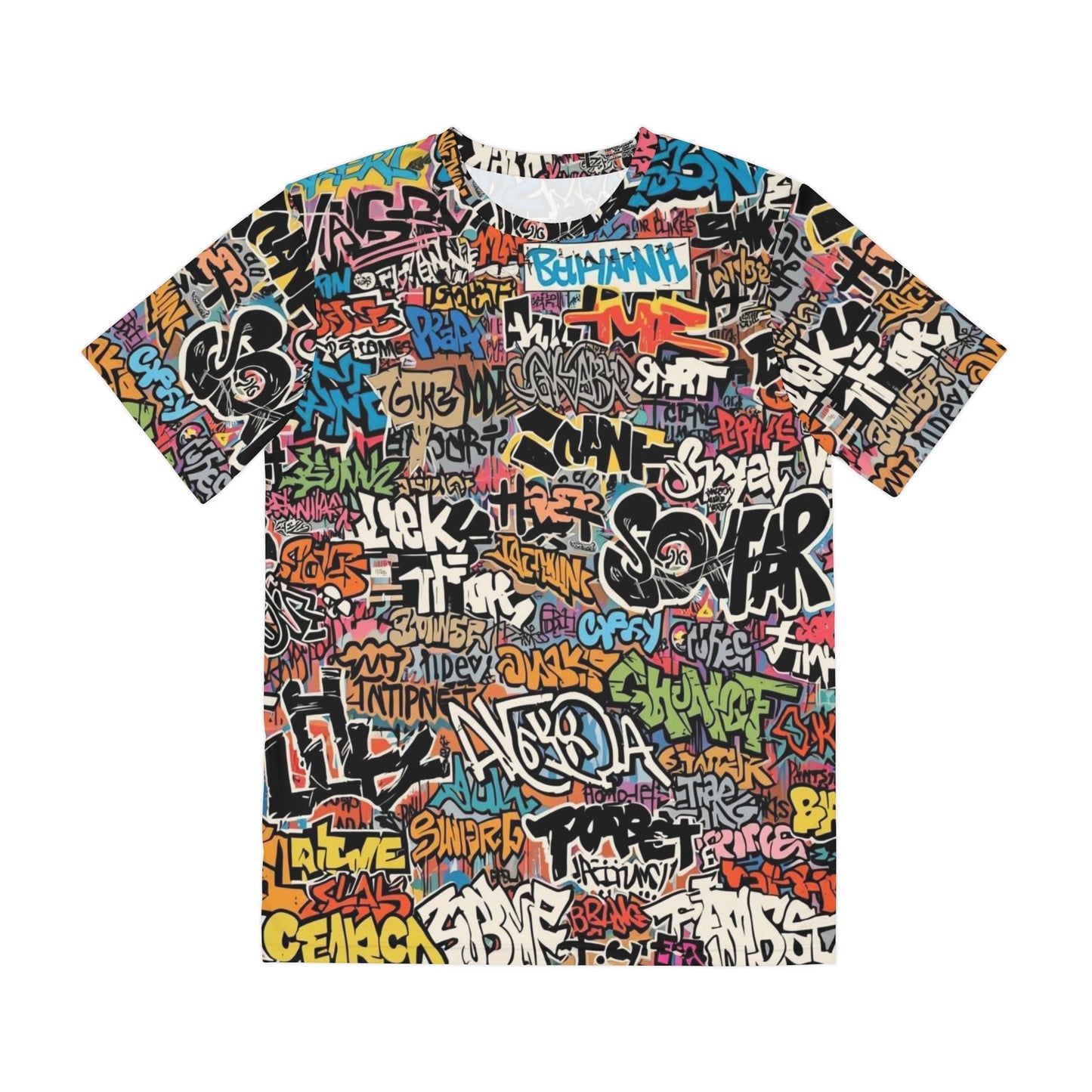 Graffiti AOP Urban Street Art Tee for City Culture Dressers — Bold All-Over Print Graphic T-Shirt, Hip-Hop Skate Statement, Festival Music Concert Top