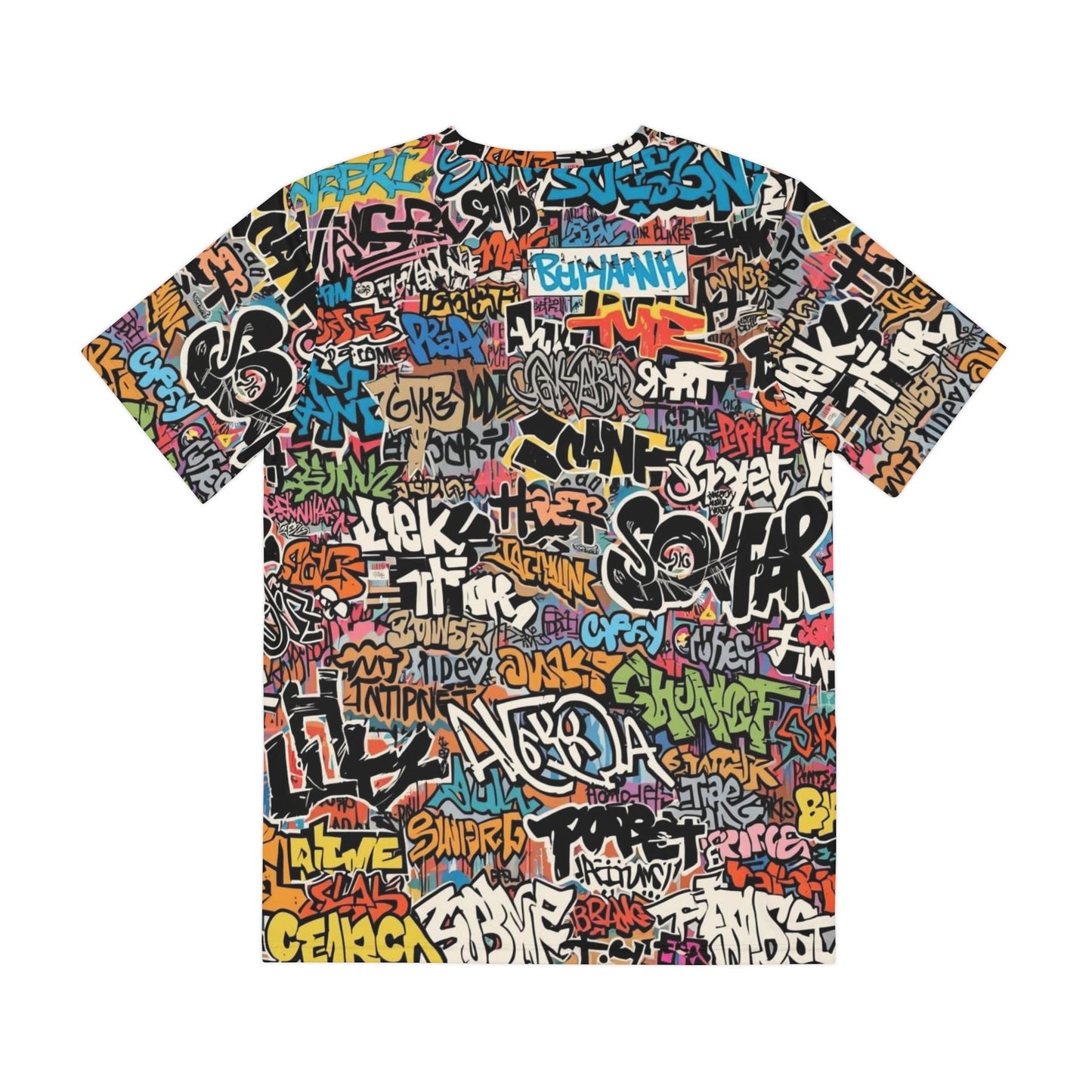 Graffiti AOP Urban Street Art Tee for City Culture Dressers — Bold All-Over Print Graphic T-Shirt, Hip-Hop Skate Statement, Festival Music Concert Top