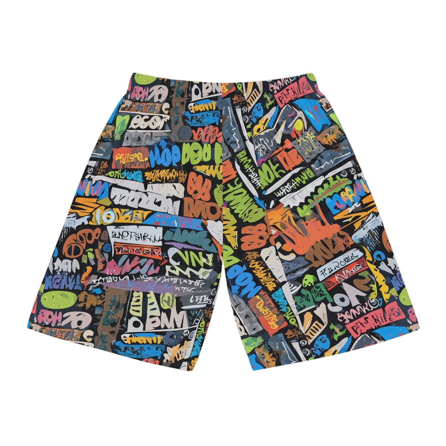 Graffiti Basketball Shorts for Hoop Culture Heads — Concrete Chaos AOP Streetwear, Festival Gym Wear, Loud Athletic Bottoms, Skater Shorts