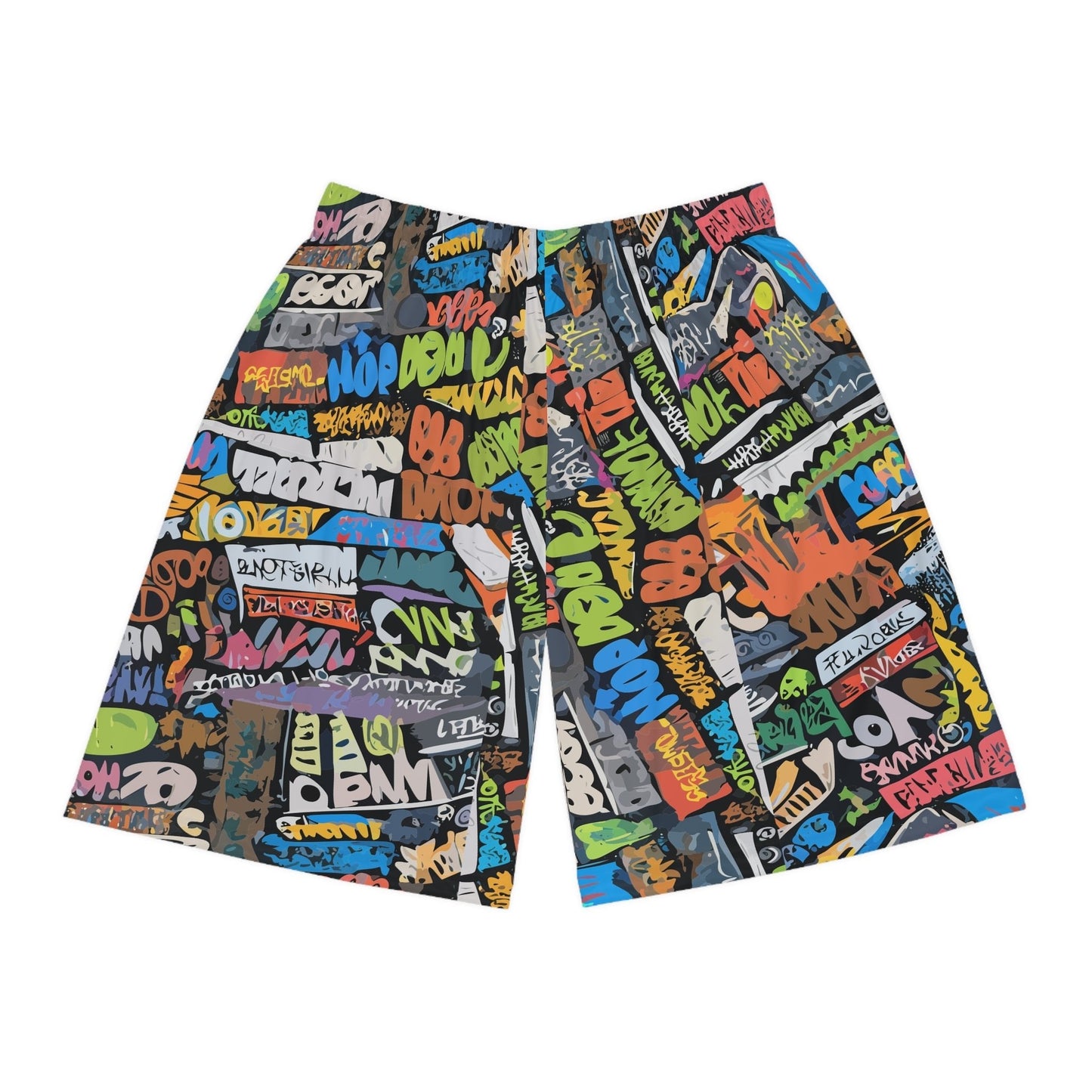 Graffiti Basketball Shorts for Hoop Culture Heads — Concrete Chaos AOP Streetwear, Festival Gym Wear, Loud Athletic Bottoms, Skater Shorts