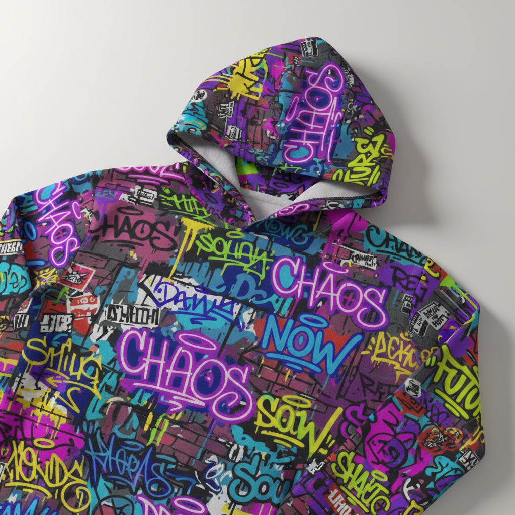 Graffiti Chaos Hoodie — Neon Street Art All-Over Print