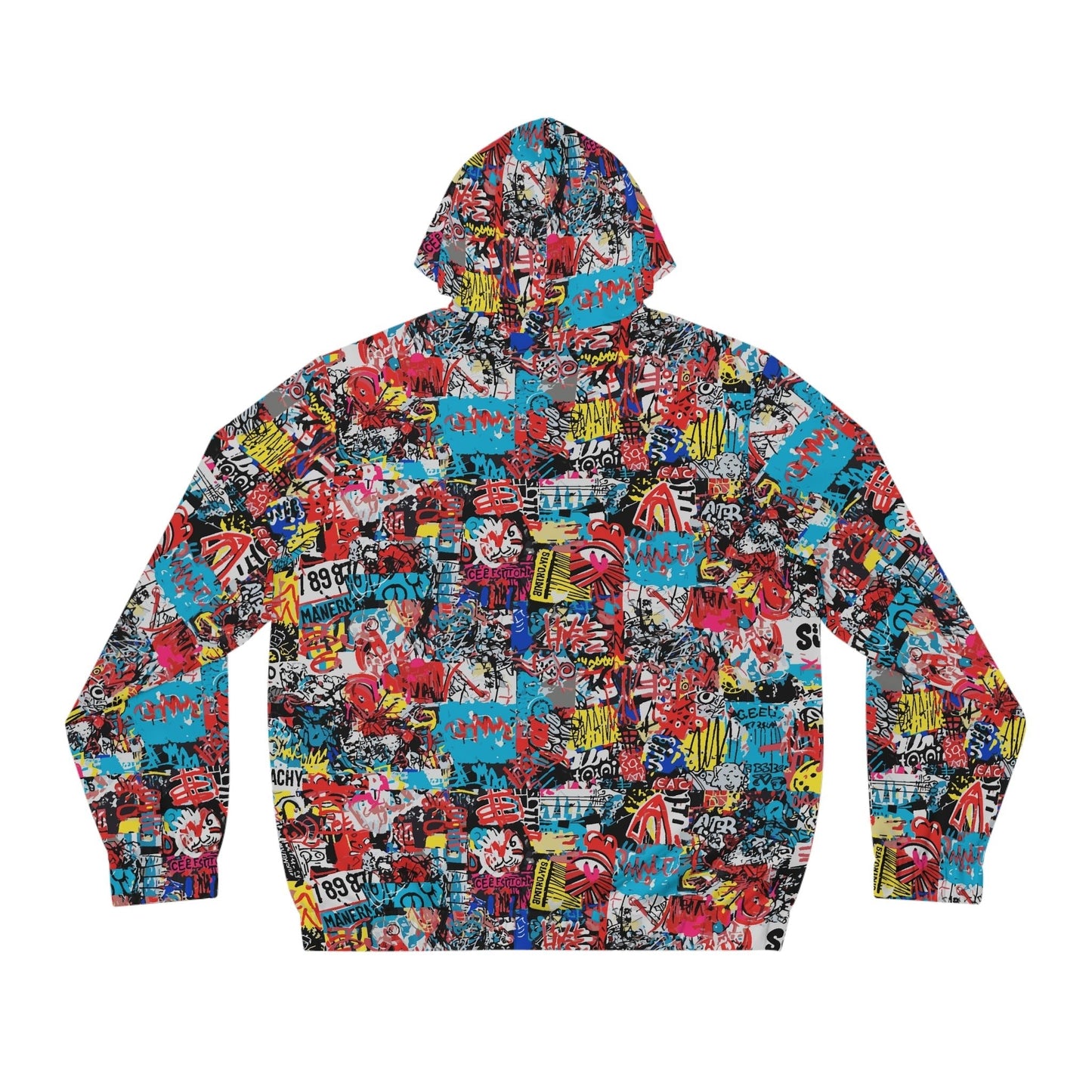 Graffiti Collage Full-Zip Hoodie for Streetwear Collectors — Layered AOP Urban Art Statement, Lightweight Festival Layer